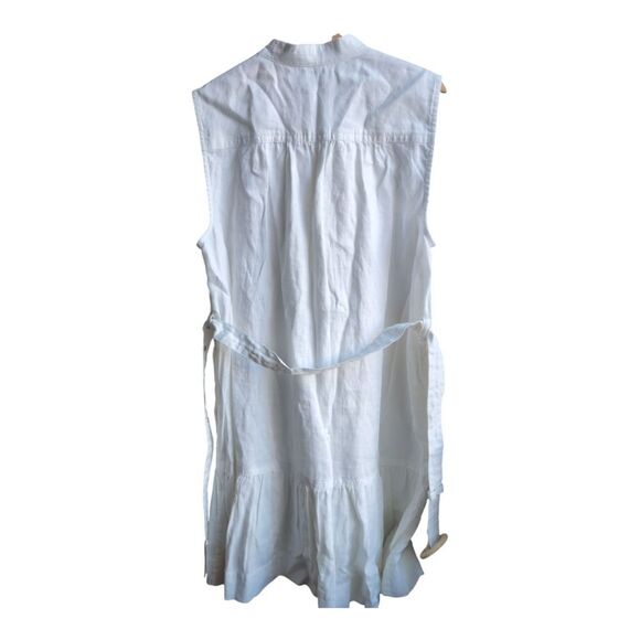 Banana Republic White 💯 Linen Flounce Dress Size L - Picture 10 of 12